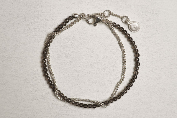 OLIO E ACETO Sterling Silver Smoky Quartz Double Bracelet Handmade OLIO-OA06A09-YIN Silver